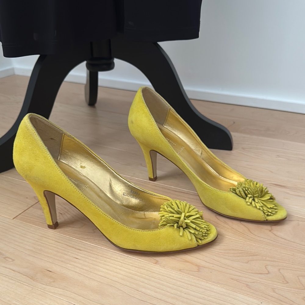 J. Crew Yellow Suede Women's Peep Toe Heels
